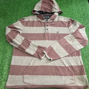 Hurley Hooded Shirt Gray Maroon Men's‎ Size Small Long Sleeve